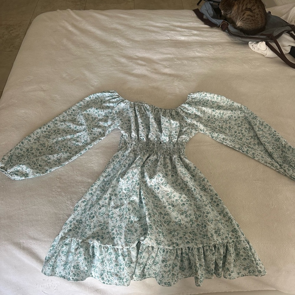 Floral Kids Dress in Blue and White